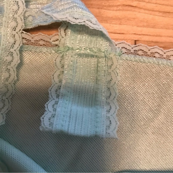 Vintage Beth Michaels Lingerie Top Camisole Mint Green Size Medium Satin Ruffle - Picture 4 of 8